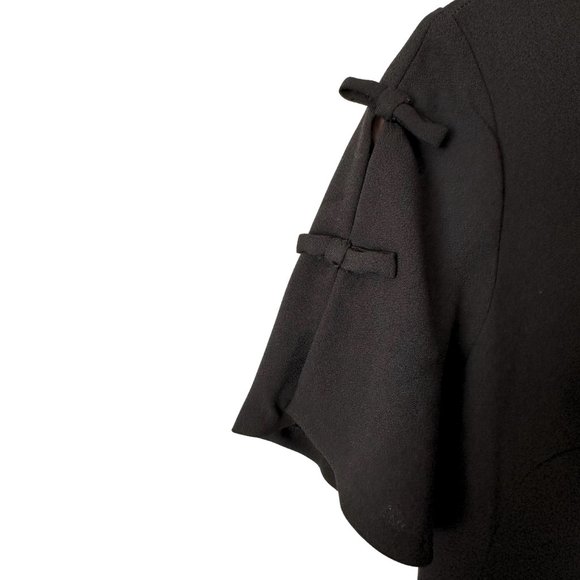NWT ANN TAYLOR | BLACK SHIFT DRESS BOW DETAIL SHORT SLEEVE | SIZE 2 - Picture 3 of 4